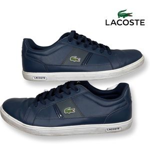 Lacoste Mens Size 11.5 Europa Navy Blue Lace Tie Up Shoes Sneakers